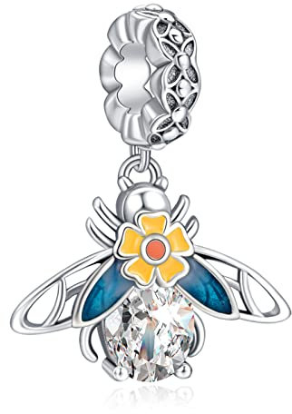 Rimgoris 925 Sterling Silber Charm für Damen Armbänder Halskette Biene Insekt Juwel Blume Charm Armband für Damen