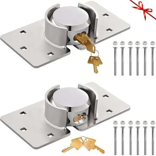 OIHYA Confezione da 2 serrature per porte di furgoni, 73 mm, per garage, capannoni, serrature nascoste con chiave uguale con 4 chiavi, per camion, furgoni, cancelli, distributori automatici