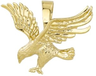 JC Trauringe Gold Anhänger Adler in Echt 585 Gold klassische, schlichte Vogel Greif Goldanhänger Goldschmuck Damen Schmuck in Gelbgold Kettenanhänger inkl. Schmucketui 8601