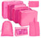 OSDUE Koffer Organizer Set 8-teilig, Packing Cubes, Wasserdichte Reise Kleidertaschen, Packtaschen für koffer, Verpackungswürfel mit Kosmetiktasche, Schuhbeutel, USB Kabel Tasche (Rose Rot)