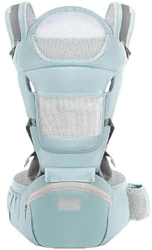 Mobiclinic® kids, Porte-bébé, 6 en 1, Moley, Multiposition, Pliable, Poche zippée, Porte-biberon, Coton premium doux, 0-36 mois, Pour nouveau-nés et enfants (vert)