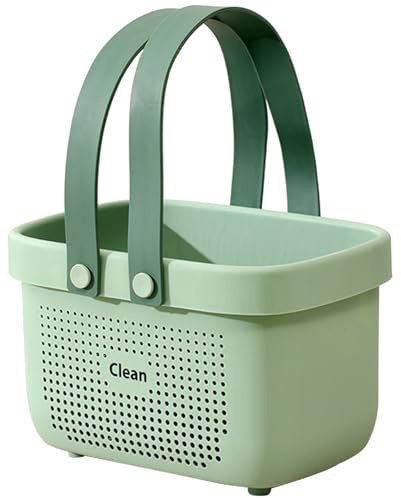 Portable Shower Caddy Basket with Handle Plastic Storage Basket Small Green