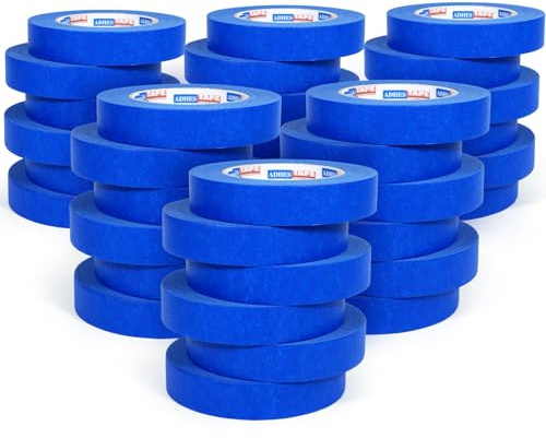 ADHES Blaues Malerkrepp, 24mm x 55m x 36 Rollen, Malerklebeband | Malerklebeband kreppklebeband UV-beständig für Malerarbeiten,Saubere Kanten