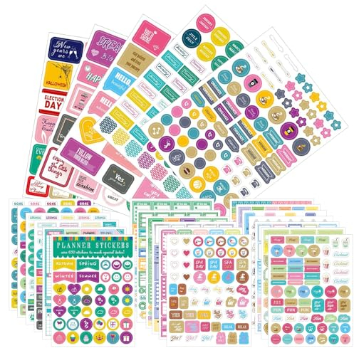 Journal Sticker Set, 24 Blatt Fotoalbum Sticker für Bullet Journal, Tagebuch, Fotoalbum oder Kalender, Geburtstag Geschenke, Bullet Journal Zubehör Stickerbuch