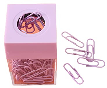 Paper Clip Dispenser Box with 18 Pieces Metal Paper Clips Ceative Paperclips Holder Square Clips Storage Box Paper Clips Storage Box