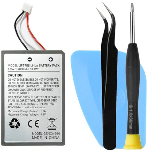 OnlyTech - Ersatzakku LIP1708 für PS5 Dualsense BDM-010 Controller (Akku 2000 mAh / 3,65 V / 3,7 Wh) + Werkzeug