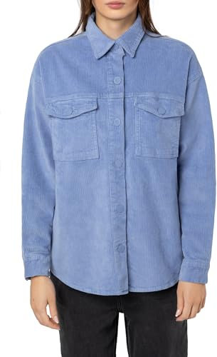Eight 2 Nine Damen Cord Hemdjacke – Lässige Cordjacke mit Knopfleiste blue L