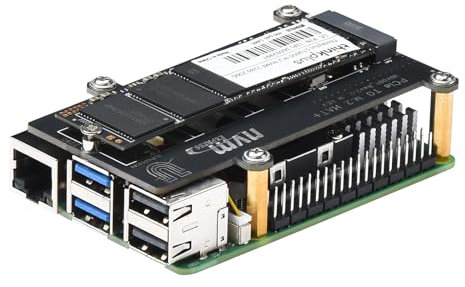 iUniker PCIe M.2 Hat+ pour Raspberry Pi 5, Pi 5 NVMe SSD PIP PCIe Pimoroni Carte périphérique avec Jeux de vis supplémentaires pour SSD NVMe 2280/2260/2242/2230 pour Raspberry Pi 5