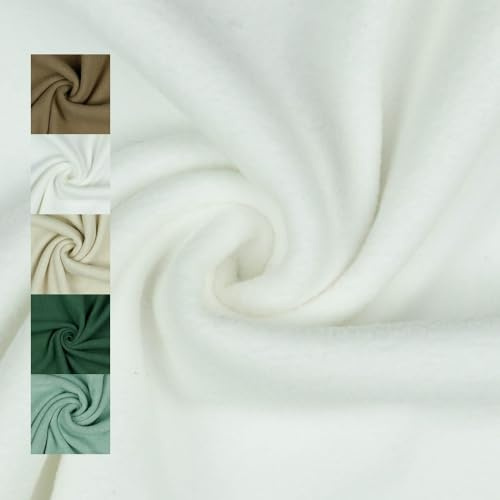 Leichter Baumwoll-Fleece | zum Abfüttern von Mützen, Jacken | für Bekleidung | ab 50 cm | Meterware (offwhite)