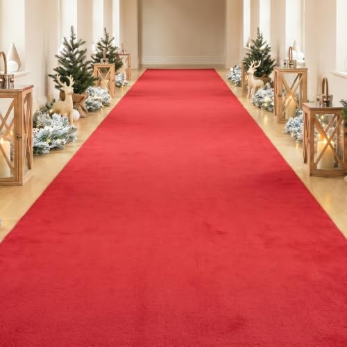 Suuiwau Roter Teppichläufer für Hochzeiten, 1 x 10 m, rutschfest, roter Teppichläufer, Party, 5,5 mm Dicke, rote Teppichrolle, VIP-Läufer, Teppichläufer für Hochzeit, Weihnachten, Abschlussball, Flur