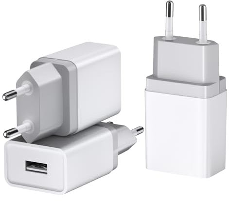 Chargeur USB 12W (5V/2,4A) Paquet de 3 Bloc Prise USB Adaptateur USB Chargeur Murale USB Prise Secteur USB Chargeur Universel Compatible avec iPhone Samsung Huawei Xiaomi Chargeur Telephone