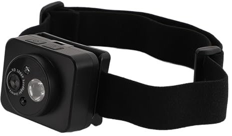 Videocamera Montata Sulla Testa, Telecamera Frontale a LED 1080P,Videoregistratore Montato Sulla Testa con Illuminazione Regolabile a 45°,Rilevamento Intelligente,Batteria 1000MAh