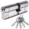 Euro Cylinder Door Lock Chrome - BSI TS007 Sold Secure Gold Anti-Snap - Includes 5 Keys 35/45