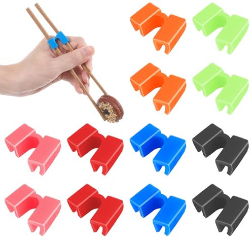 Chopstick Helpers, Mabor 6 Pairs Reusable Training Chopstick Hinges Connector Multicolor Training Chopstick for Adults, Beginner, Trainers or Learners