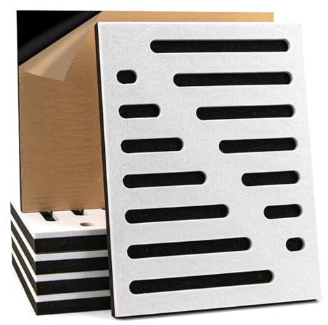 Art3d 6-Pack Self-Adhesive Soundproof Acoustic Panels for Wall, 16 x 12 Inch Stripe Design Noise Block with Polyester & Foam for Bedroom Studio Office