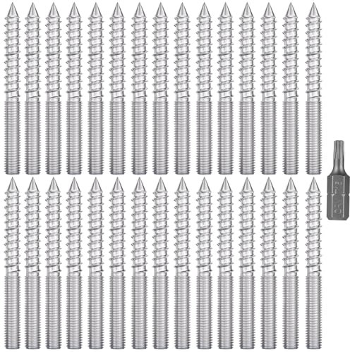 Lot de 30 vis à double filetage M6 x 60 mm Torx - Vis à double filetage - Vis à double filetage - Vis à double filetage - Grande vis galvanisée avec embout