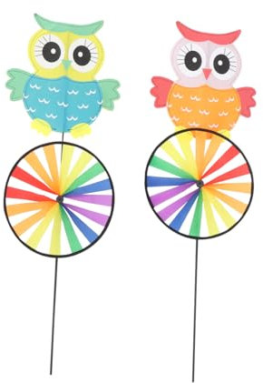 Yardwe 2 Stück Eule Windmühle Für Garten Und Balkon Dekoratives Windrad Aus Wetterfestem Material Kinderspielzeug Für Draußen Kreative Gartendekoration Für Kindergeburtstage Und