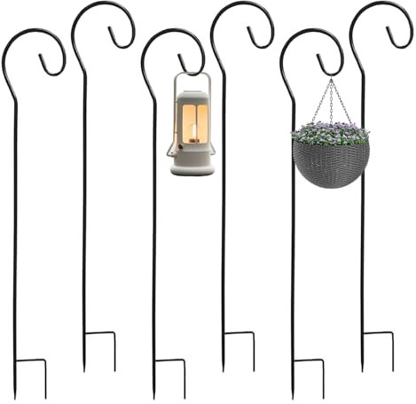 6 Pack Hirtenhaken für Draußen, 32 Zoll Großer Gartenhaken für Draußen für Hängendes Solarlicht, Vogelfutterhäuschen, Laternen, Einmachgläser, Gartenpfahl und Hochzeitsdekoration