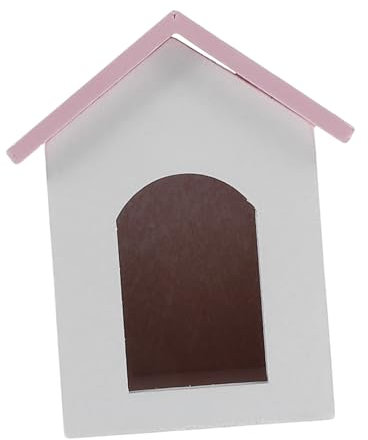 HOMOBABE Miniatur Holzhaus Mit Pinkem Dach Und Weißen Wänden Für Puppenhaus- Spielzeug Für Hunde Maßstab Modell Für Kreative Szenen