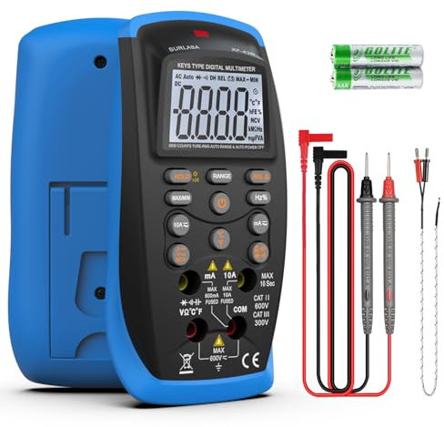 SURLABA Digital Multimeter, TRMS Autoranging Multitester 6000 Counts Voltmeter Measures AC/DC Current, Voltage, Continuity, Capacitance, NCV, Resistance, Frequency, Temperature, Duty, Diodes (XF-42B)