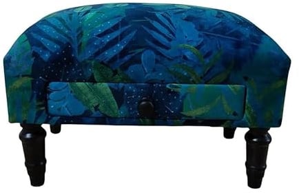 AcaciaHome Stylish & Durable Tapestry Deluxe Upholstered Ottoman Footstool with Drawer - Solid wood Lounge Padded Removable Legs Stool for Home, Bedroom, Living Space or Office (Floral Fabric)