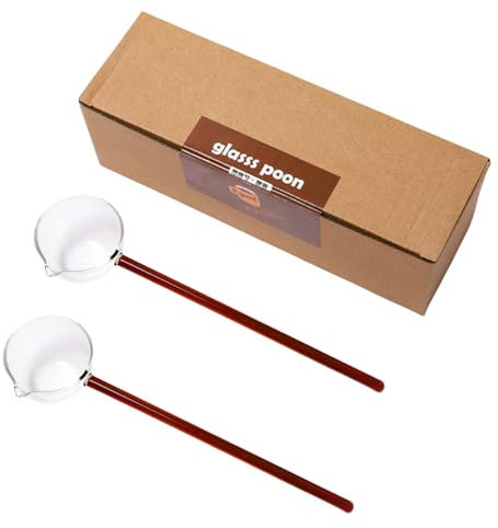 Lot de 2 louches en verre borosilicate durables et design tendance pour servir de la soupe et mélanger des boissons