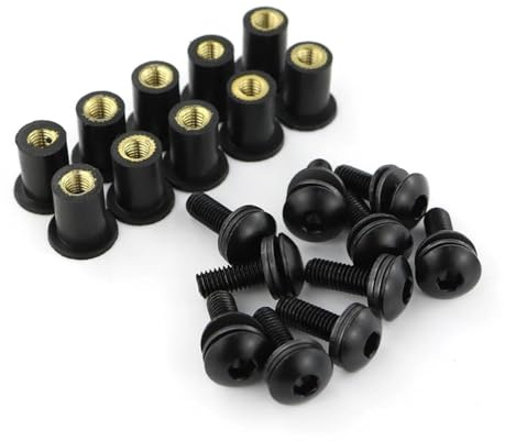 FZCSIMR Écrous Pare-Brise Kit Boulons Pare-Brise M5 pour Y&amaha FZ1 FZ6R FZ6 FZ16 FJR 1300 TDM 900 pour Tracer 900 MT-09 Kit visserie Moto(Noir)