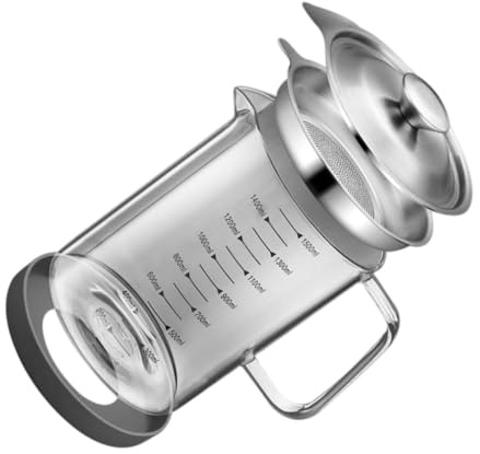 TOYANDONA Glass Oil Strainer Pot 1.5l Lid Kitchen Oil Storage Container Measurement Scale Can for Cooking and Frying Filtration