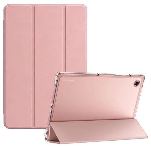 XLTTONG for Samsung Galaxy Tab A11/A9 8.7 Case, Slim Stand Cover, Pink | Translucent matte back, anti-fingerprint finish, scratch-resistant shell, lightweight design, drop protection