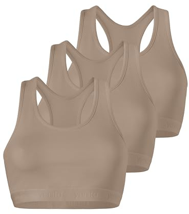 Yenita Damen Bustier, Hüftslip oder String -Baumwolle- 3er Set Sports Collection Unterwäsche - Sportliches Bustier & Slips für Alltag, Freizeit & leichte Sportaktivitäten wie Yoga/Pilates