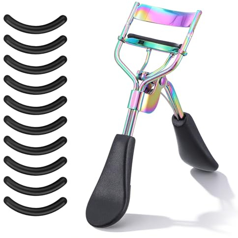 Sibba Professioneller Wimpernzange Eyelash Curler für Frauen, Mehrfarbig | Wimpernzange mit 10 extra Silikon Ersatzpads, Kein Kneifen oder Ziehen, passend für geschwungene Wimpern, alle Augenformen