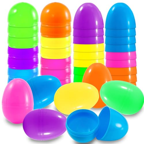 Tutukyle 50 PCS Ostereier Plastik Bunt, 6 cm Plastikeier zum Befüllen, Oster Überraschungsei für Ostern Jagd Geschenke Und Osterthema Party Gunst