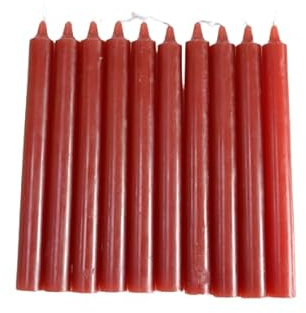 Pack of 10 Colourful Non DRIP Dinner Candles for Less Price - AVILABLE in Purple, Green,Blue,Pink, Orange,White and RED (RED)
