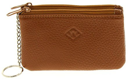 FASHIONGEN - Porte-Monnaie en Cuir à Double Compartiment à Zip, pour Homme et Femme - Camel