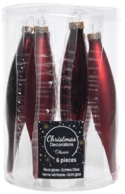 Kaemingk Christbaumschmuck Glas 15cm 6 Stück Set Eiszapfen Weihnachtskugeln - Ochsenblut/Christbaumschmuck Glas Oliven 15cm x 6 Stück Anhänger Ochsenblut