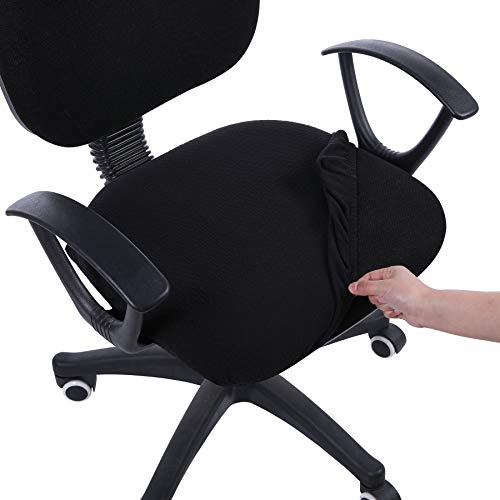 Smiry Stretch-Jacquard-Sitzbezüge, für Bürostuhl, Computerstuhl, abnehmbar, waschbar, staubabweisend, Schwarz