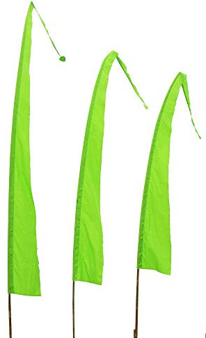 Drapeaux de Bali Tissu SANUR avec Pointe en Forme de Coeur, différentes Couleurs et Longueurs, longueur:3 Meter, couleur:vert clair
