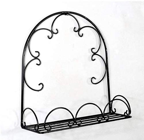 Sbalchiero PORTAVASO Ferro BATTUTO A Muro con Arco Lunghezza 50 CM Materiale: Acciaio Verniciato Nero