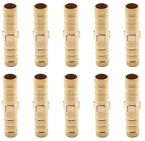 Othmro Lot de 10 raccords pour tuyau d'arrosage droit en laiton Doré 8 mm ou 5/16