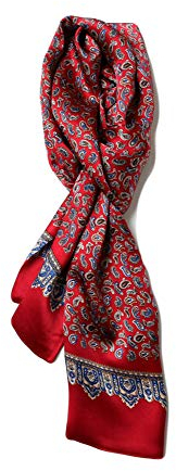 UK_Stone Klassisch Seidenschal Paisley Blumen Halstuch Herren Schal Rot