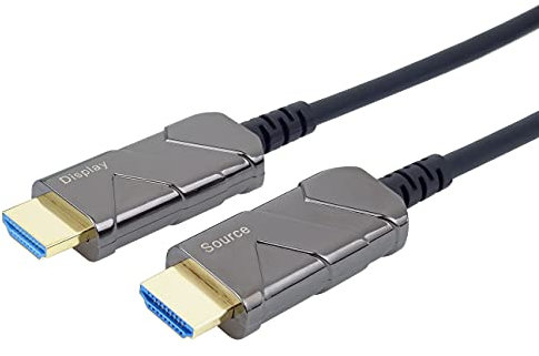 PremiumCord Cavo in Fibra Ottica HDMI 2.1 Attivo Ultraveloce Ottico 8K, 48 Gbps, HDMI 2.1, 3D, EDID, Arc, Risoluzione Video 8K@60Hz, Placcato Oro, Lunghezza 5 m