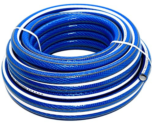 30 m / 98 ft Garden Hose Pipe - 1/2 Kink-Free 6-Layer Reinforced Non-Toxic Phthalate-Free PVC Hosepipe - Heavy-Duty Outdoor Watering Tube for Garden, Lawn, Greenhouse, Irrigation, Car Wash - Blue