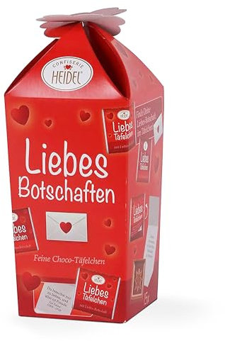 Heidel Liebesbotschaften Vollmilchschokolade Täfelchen 75g, 15 Stück Mini-Tafeln insgesamt, Vielfältige Liebesbotschaften, Exquisite Geschenkidee