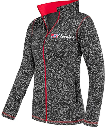 Nebulus Damen Fleecejacke Tanna, warme Fleece Jacke, mit langem Full-Zip Reißverschluss, schwarz-rot - L/40