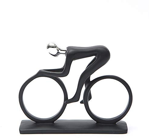Hosoncovy Resin Radfahrer Ornament Reiten Mann Skulptur Radfahrer Skulptur Fahrrad Statue Radfahrer Figur Home Decoration Ornament Skulptur für Zuhause Wohnzimmer Schlafzimmer Büro (Silber)