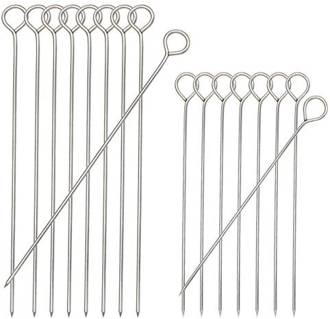 HONSHEN 30pcs Barbecue Skewers, Stainless Steel Turkey Lacers for BBQ Skewers,Shish Kebab Kabob Skewers,6Inch 15pcs + 8Inch 15pcs(Barbecue Skewers 6inch+8inch)