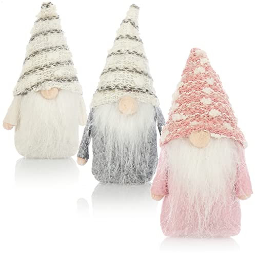com-four® 3X Premium Weihnachts-Wichtel 15cm - Weihnachtsdeko - winterliche Zwergen-Figur - Dekoartikel - skandinavische Deko-Trolle - schwedischer Gnom mit Bart und Wintermütze