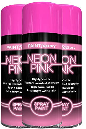 Classic Signature - 3 x Neon Pink Spray Paint 400ml Aerosol Spray Paint Fluorescent Bright Graffiti (Banksey) Matt Finish