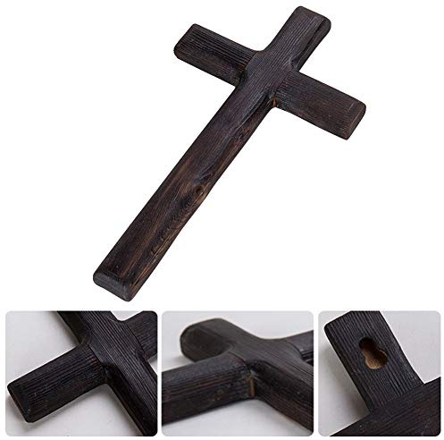 Kakalote Wall Mounted Crosses Wooden Catholic Crucifix Jesus Christ Wooden Crosses Party Meditation, Religious Home Decor, Christian Wall Cross(Black)