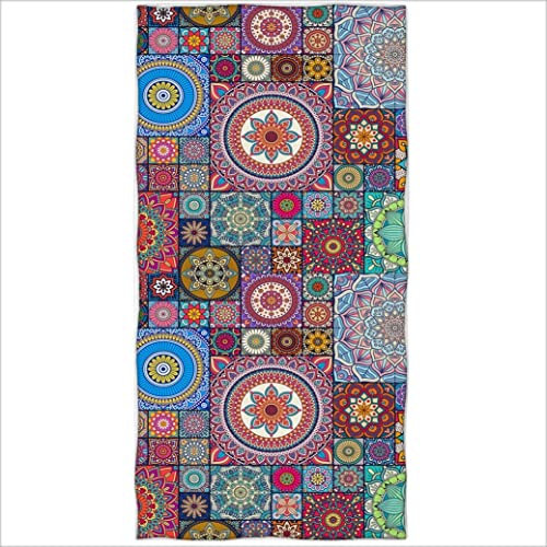 Zomer Strandtuch 70x140cm,Bedrucktes Mikrofaser Badetuch-Vintage Look Boho Patchwork